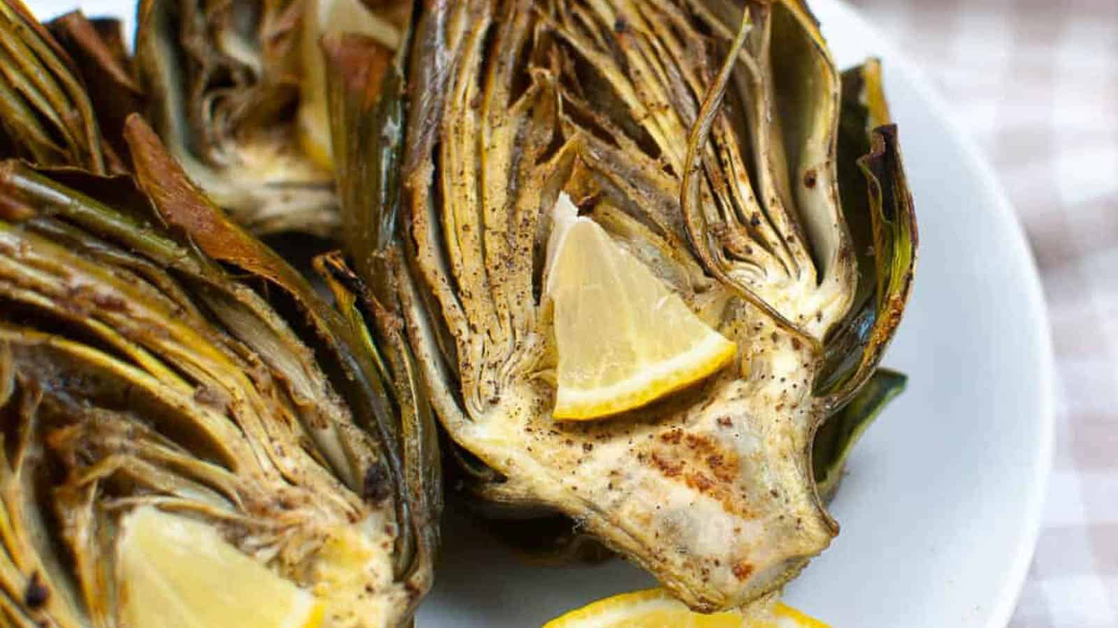 Air fried artichokes ready to eat.