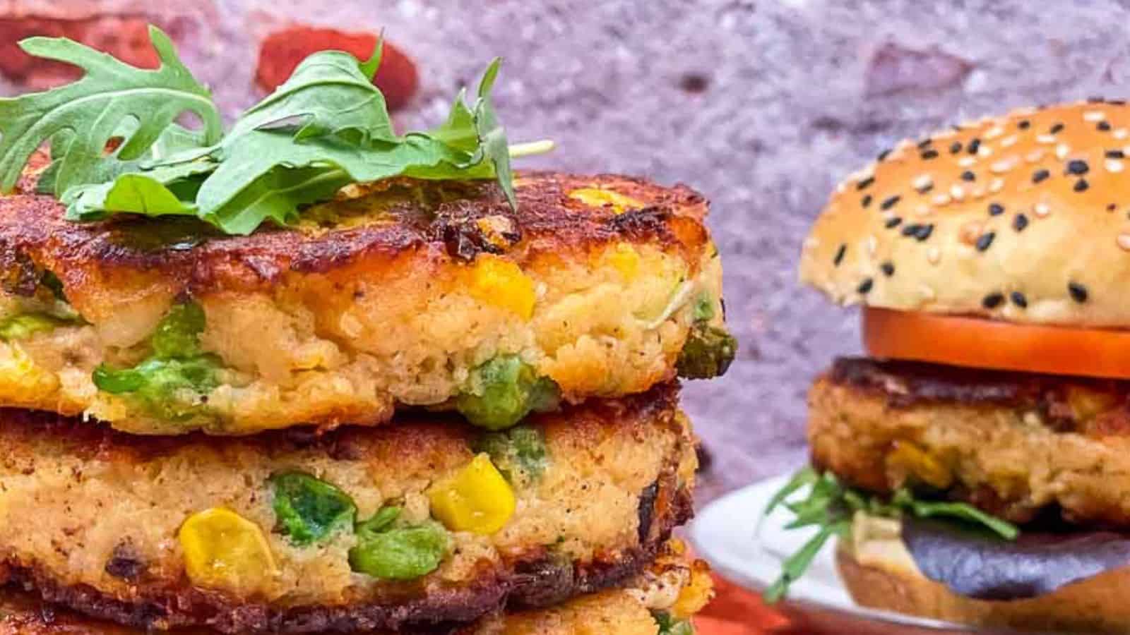 A stack of mashed potato fritters.