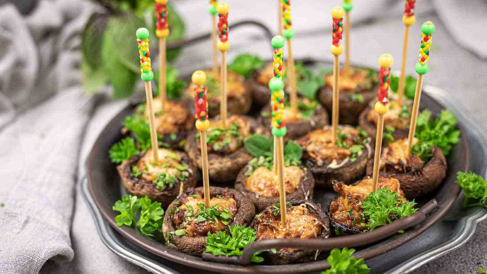 Stuffed Mushrooms on a plate.