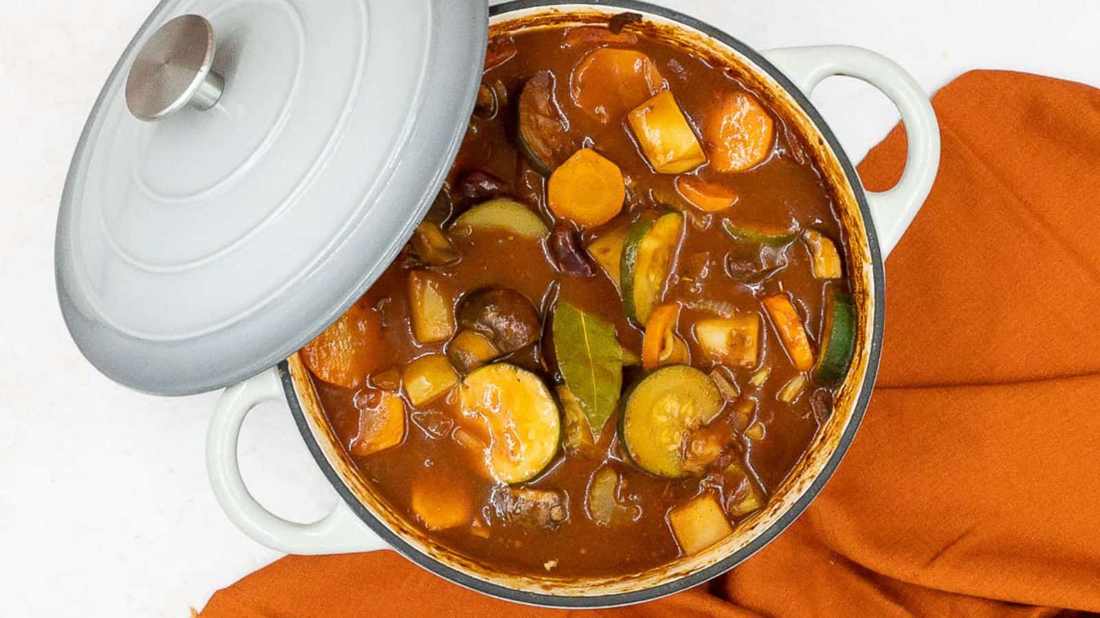 Vegetable Stew in a pot with lid.