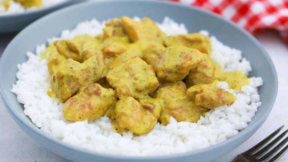 Chicken curry with rice.