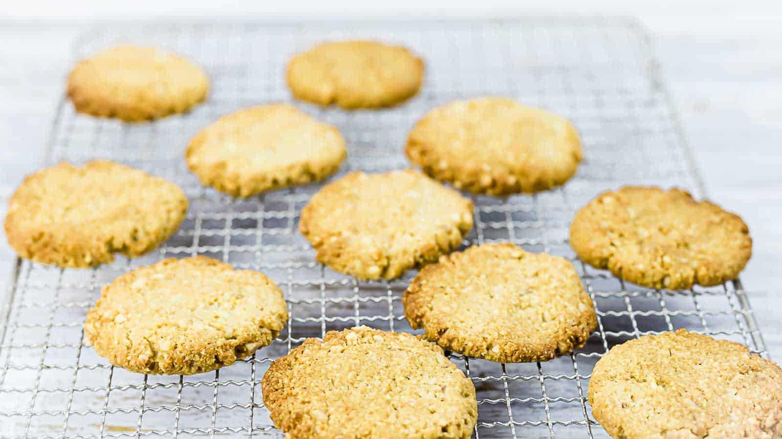 Keto Shortbread Cookies on a cooling rack.