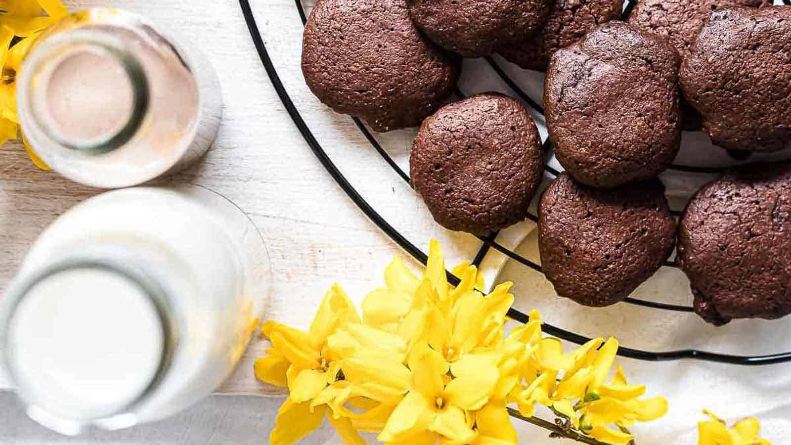 Sugar-Free Nutella Cookies on a black cooking rack.