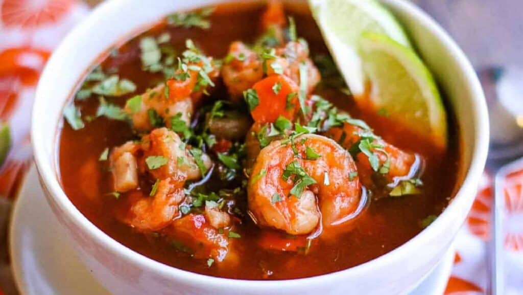 A bowl of shrimp soup.