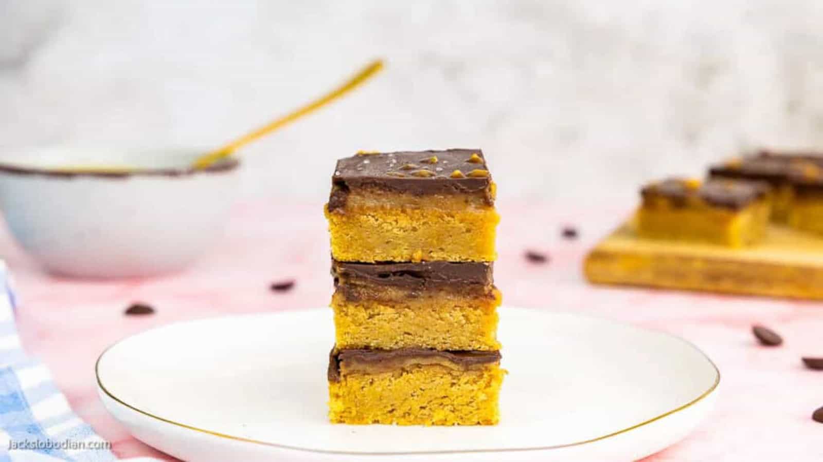 Stack of 3 toffee cookies.