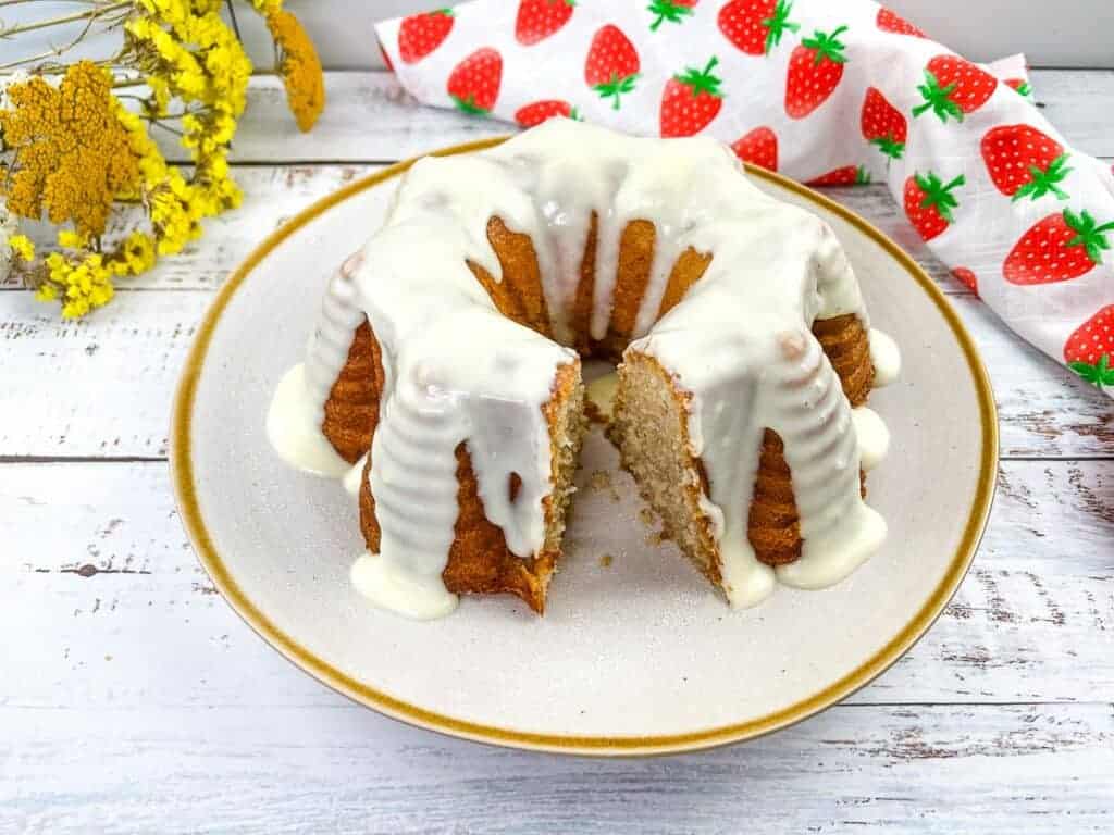 Banana-Buttermilk Cake on a platter.