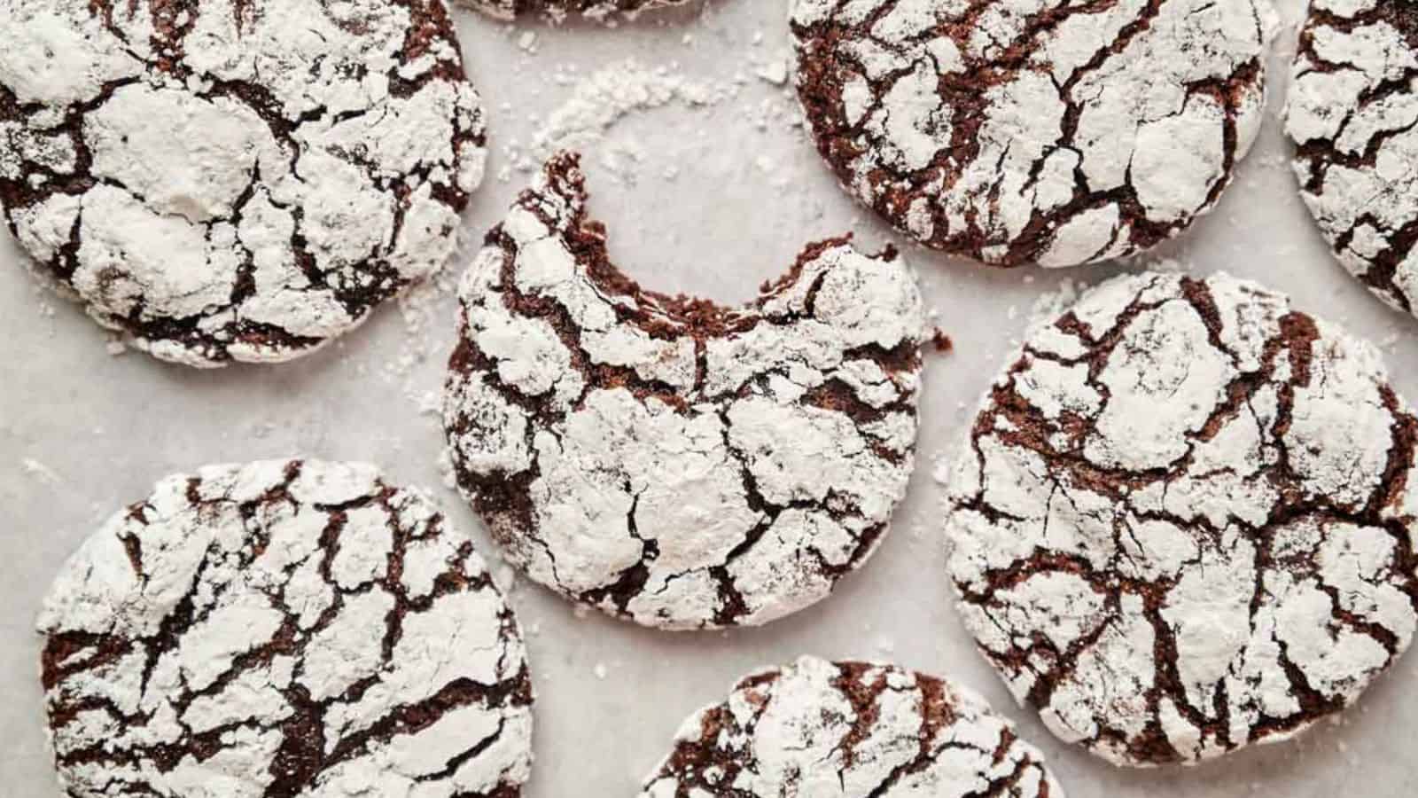 A close up of some crinkle cookies.