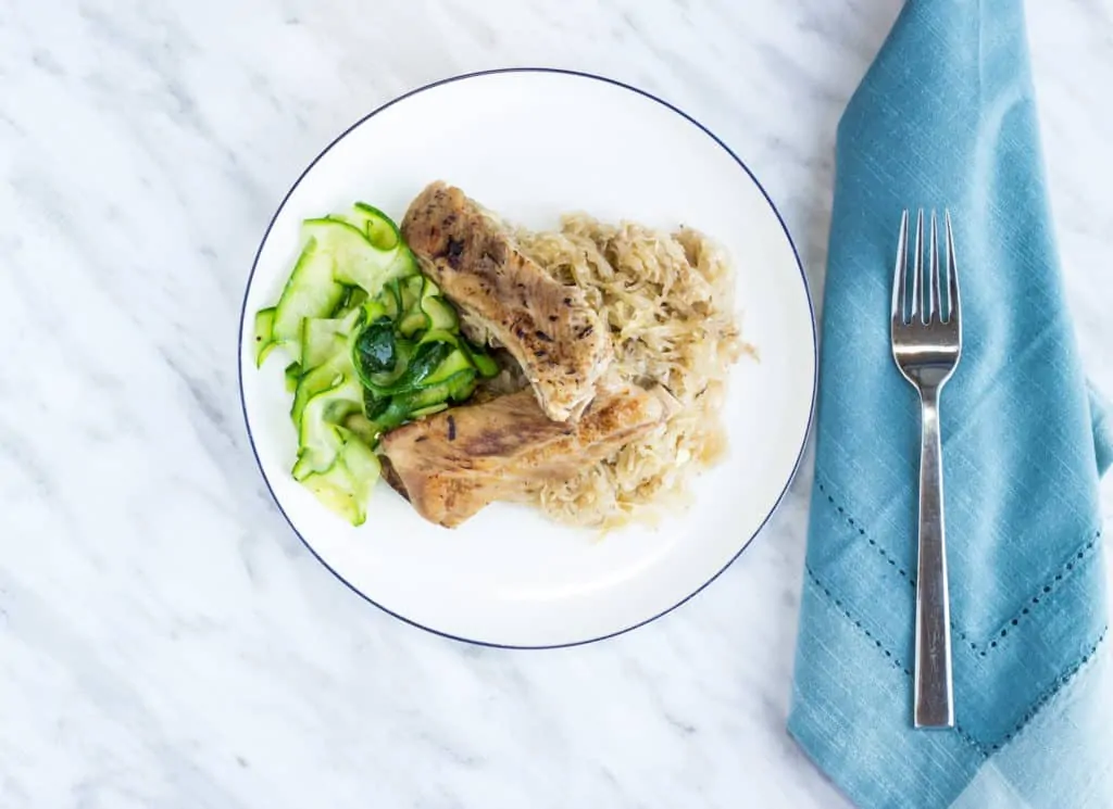 Ribs and Sauerkraut with a fork.