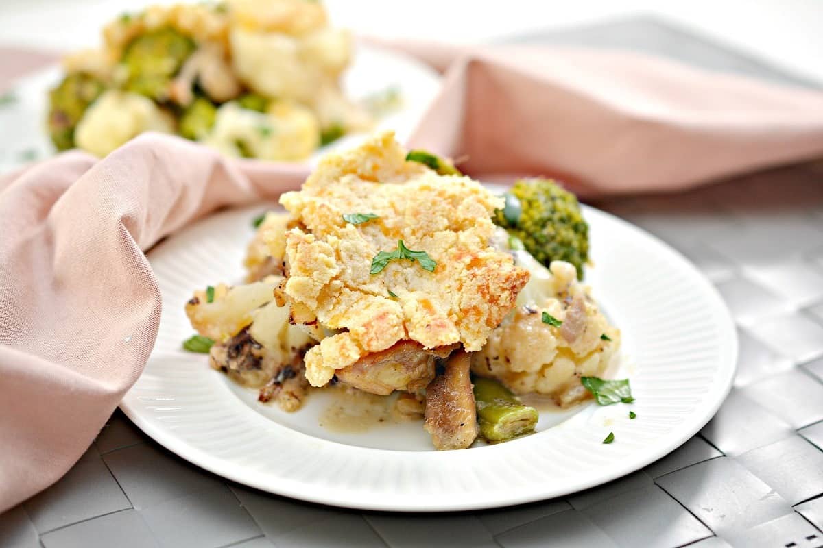 A plate of pot pie on a table.