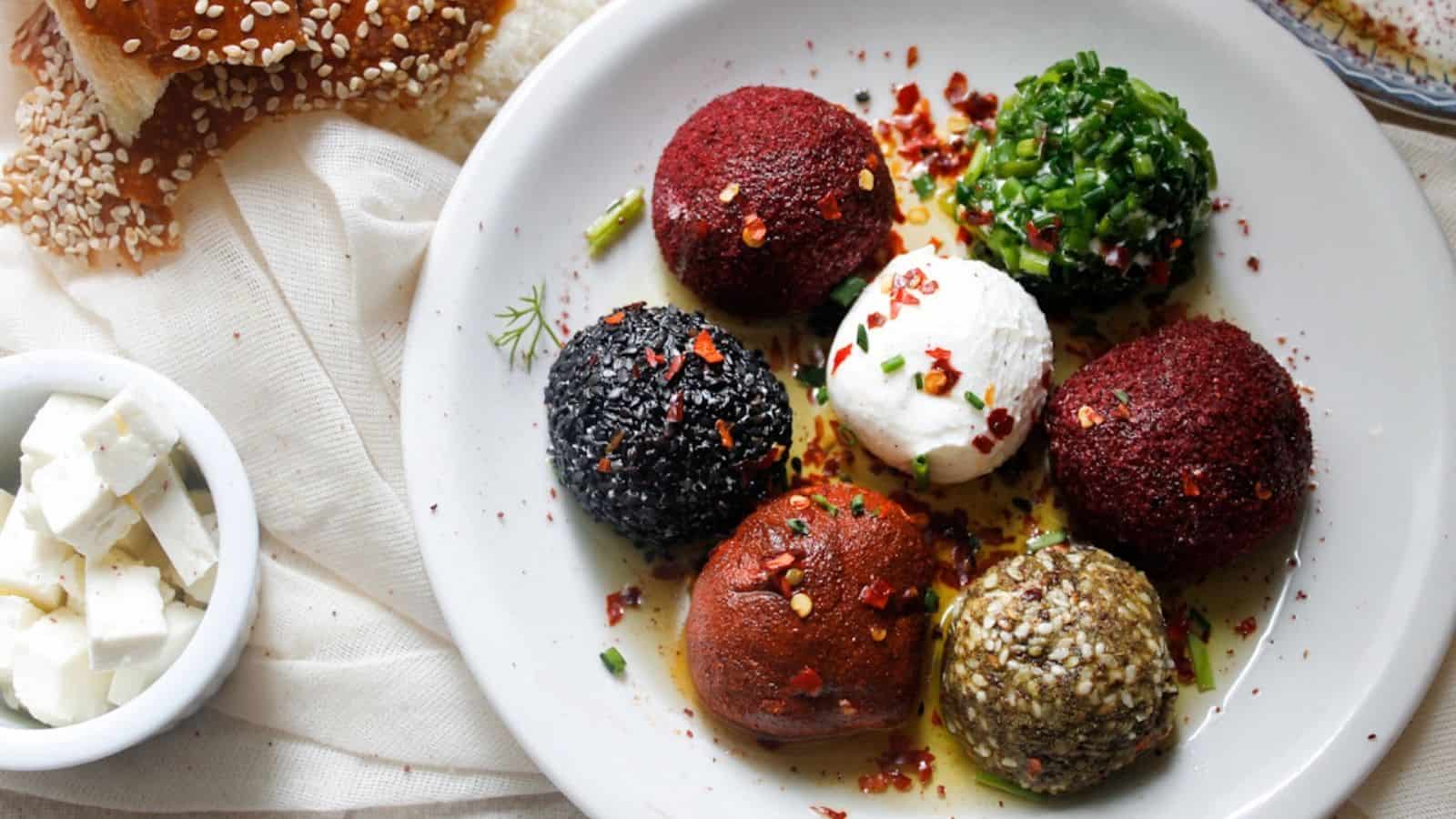 A plate with a variety of holiday appetizers.