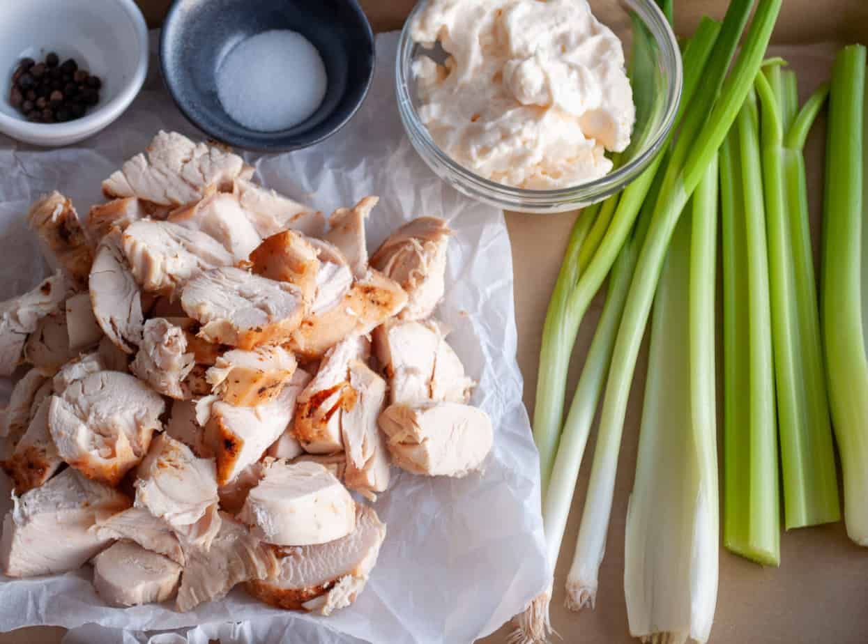 Ingredients for a turkey salad.