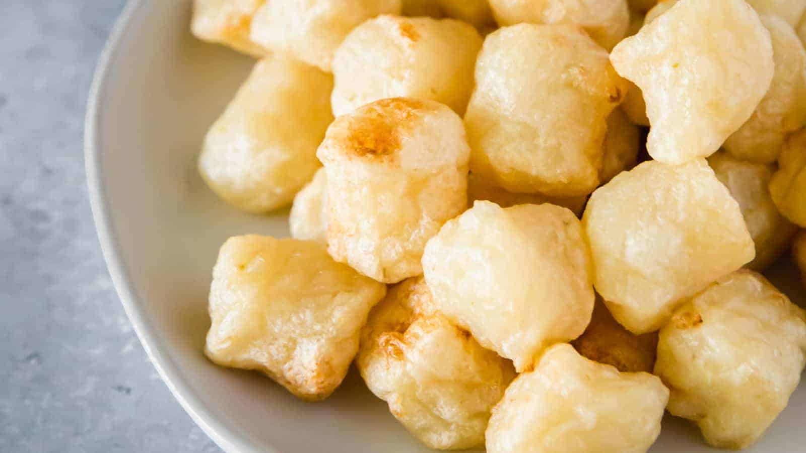 Air fryer cauliflower gnocchi in a bowl.