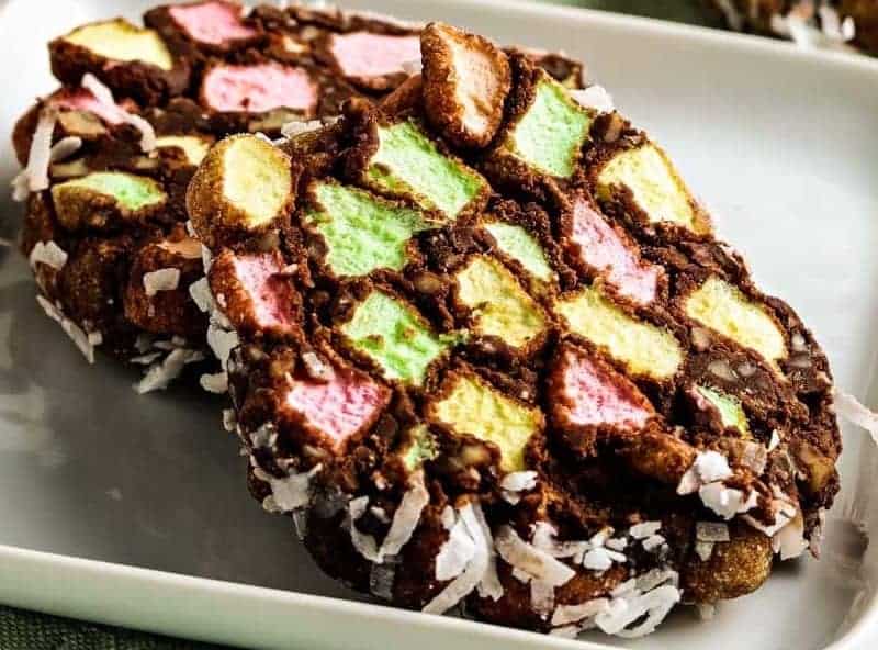 Church window cookies with colored marshmallows and coconut.