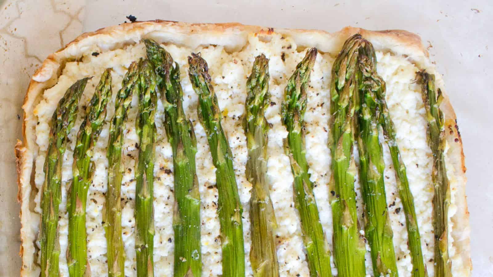 Asparagus and goat cheese tart.