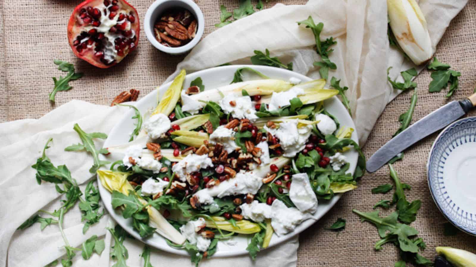 Pomegranate and goat cheese salad.